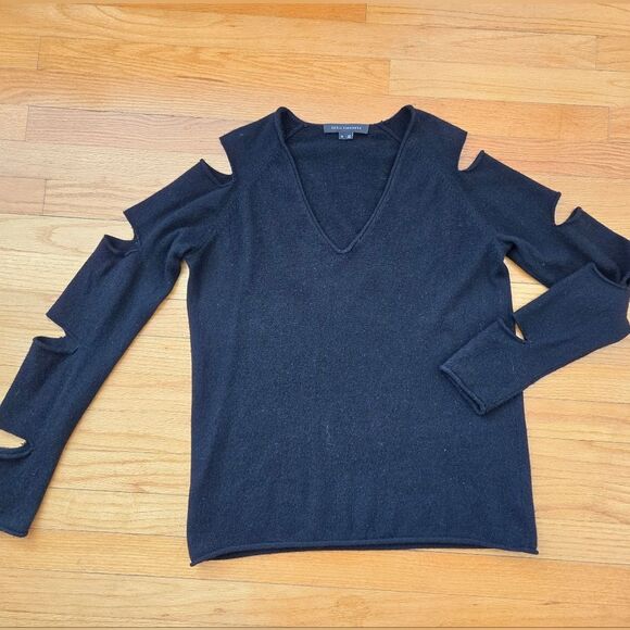 Cashmere caged arms sweater Tyrone size M Cut Out Sleeves Black - Picture 2 of 6